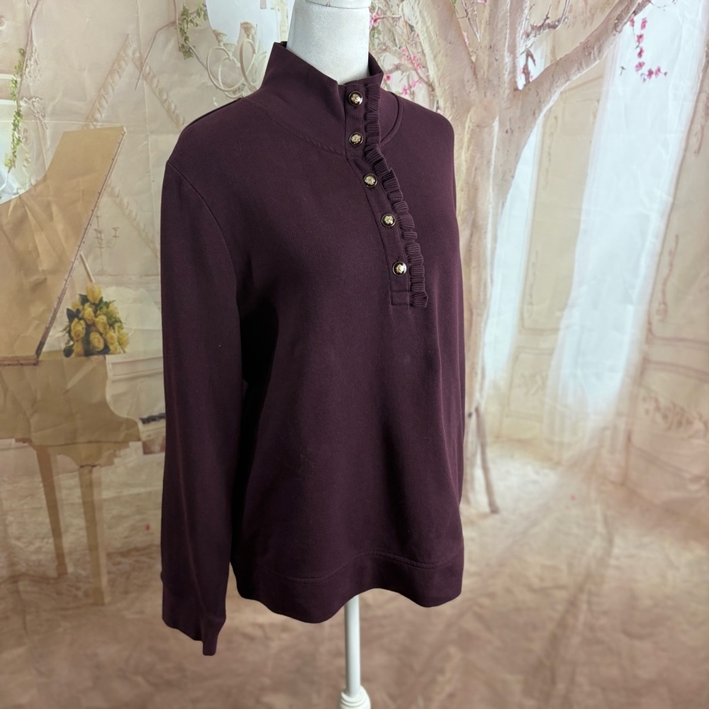 NEW Talbots Deep Purple Ruffled Sweater - Picture 5 of 10